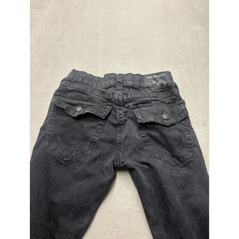 True Religion Rocco Relaxed Skinny Jeans Mens 33 Faded Black Flap Pocket Denim